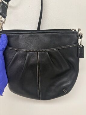 Coach Vintage Soho Black Leather Pleated Hobo Crossbody Bag - DAMAGED STRAP